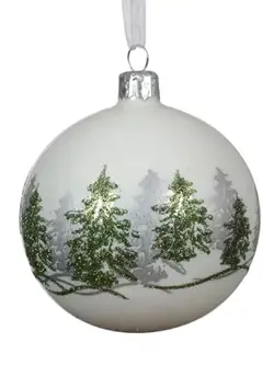 Glitter Forest Bauble Winter White