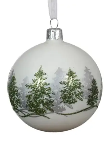 Glitter Forest Bauble Winter White