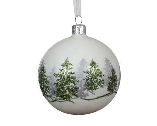 Glitter Forest Bauble Winter White