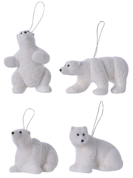 Flocked Polar Bear Ornament
