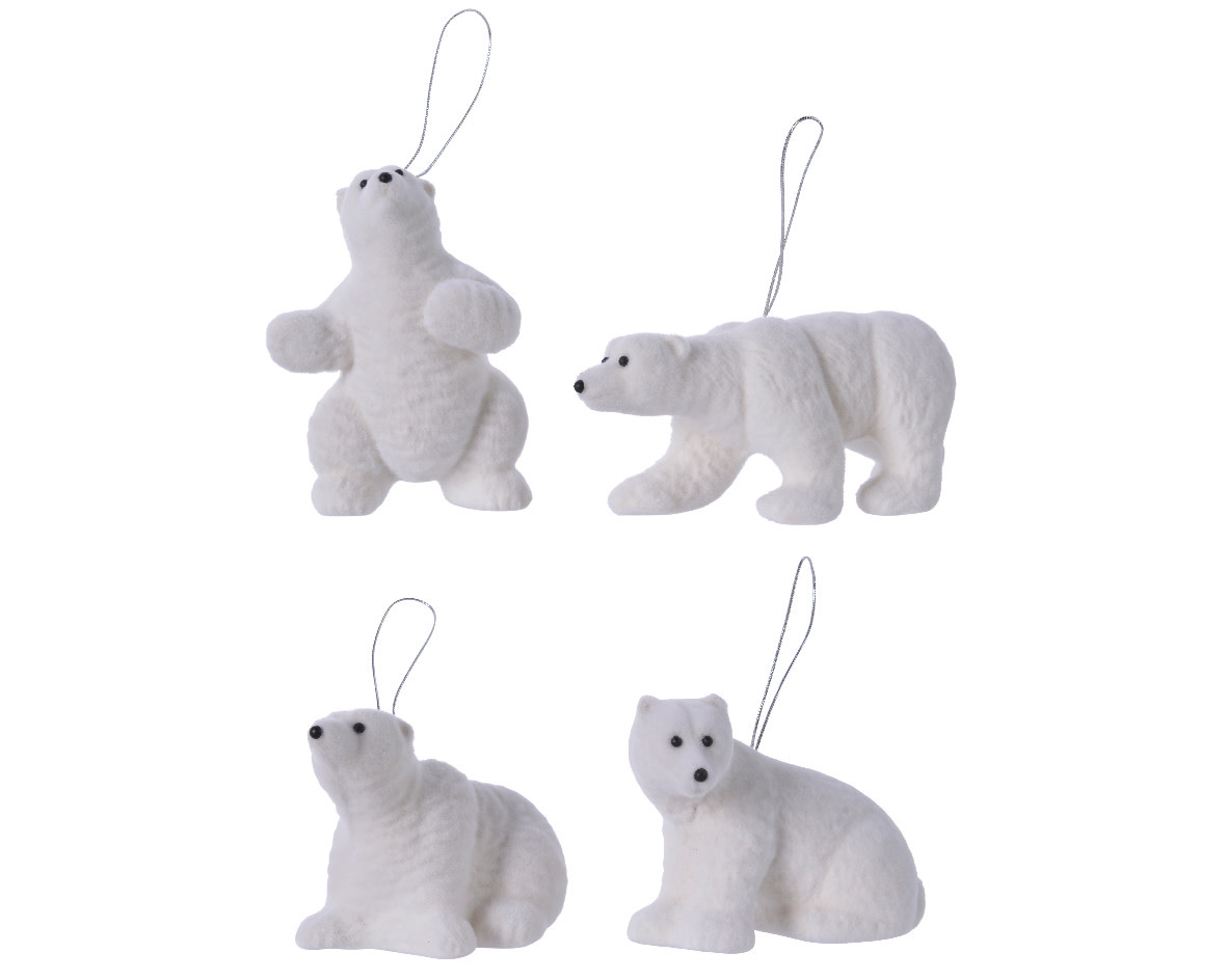 Flocked Polar Bear Ornament