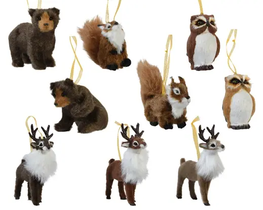 Fuzzy Woodland Animal Ornament