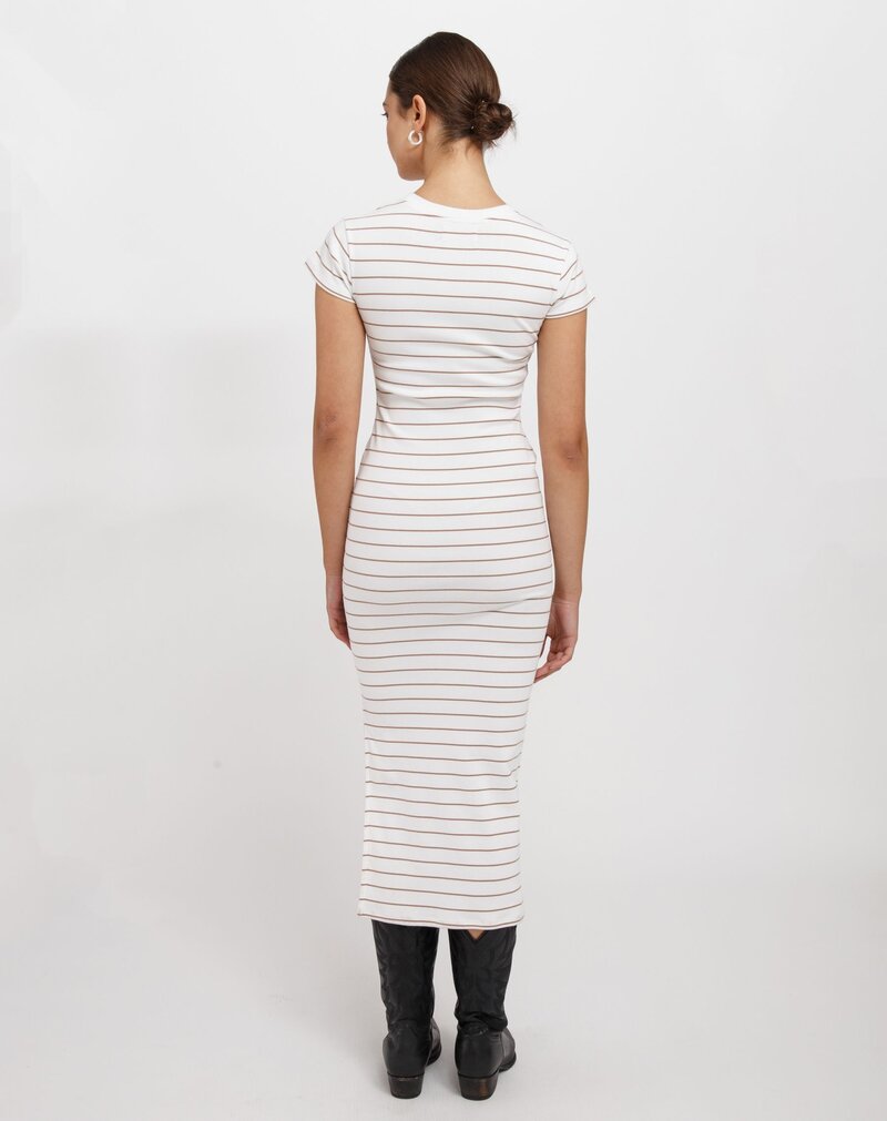 Brunette The Label Ribbed Tube Midi Dress with Cap Sleeve