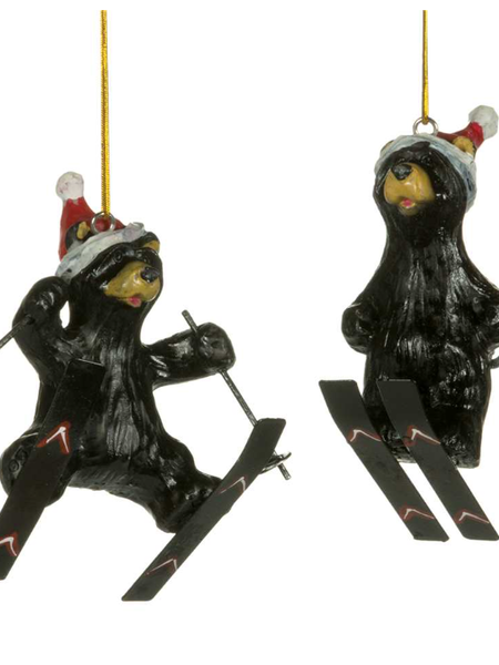 Skiing Bear Ornament 4"