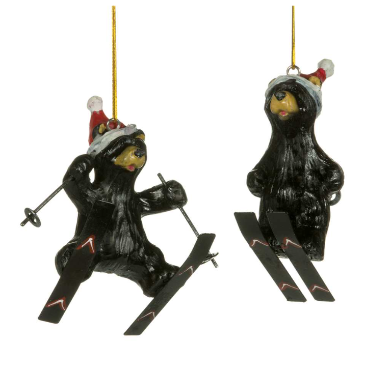 Skiing Bear Ornament 4"