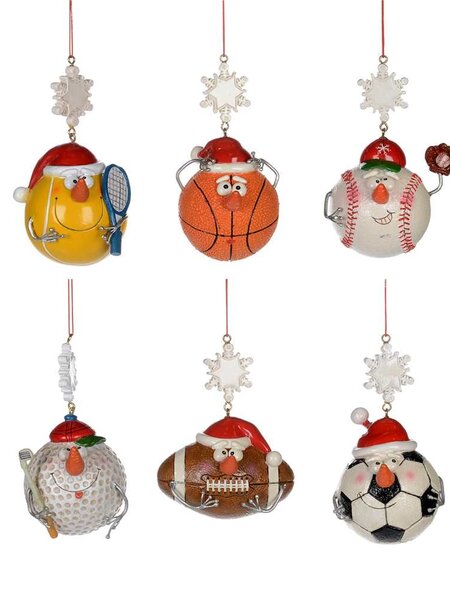Sports Balls Quirky Face Ornament 5"