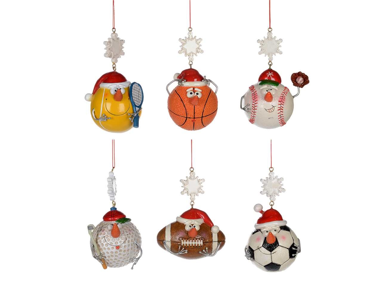 Sports Balls Quirky Face Ornament 5"