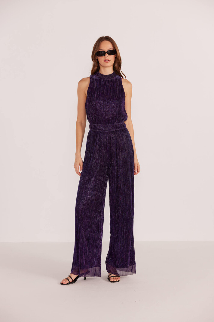 MinkPink Enya Lurex Plisse Jumpsuit