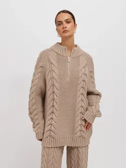 Brunette The Label Sophie Cable Knit Not Your Boyfriends 1/2 Zip