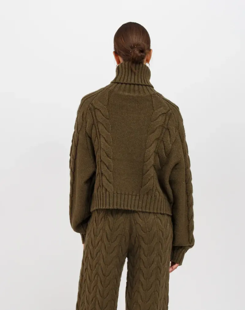 Brunette The Label Adele Cable Knit Turtleneck Sweater