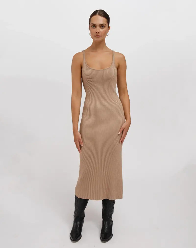 Brunette The Label Jennifer Rib Knit Maxi Dress