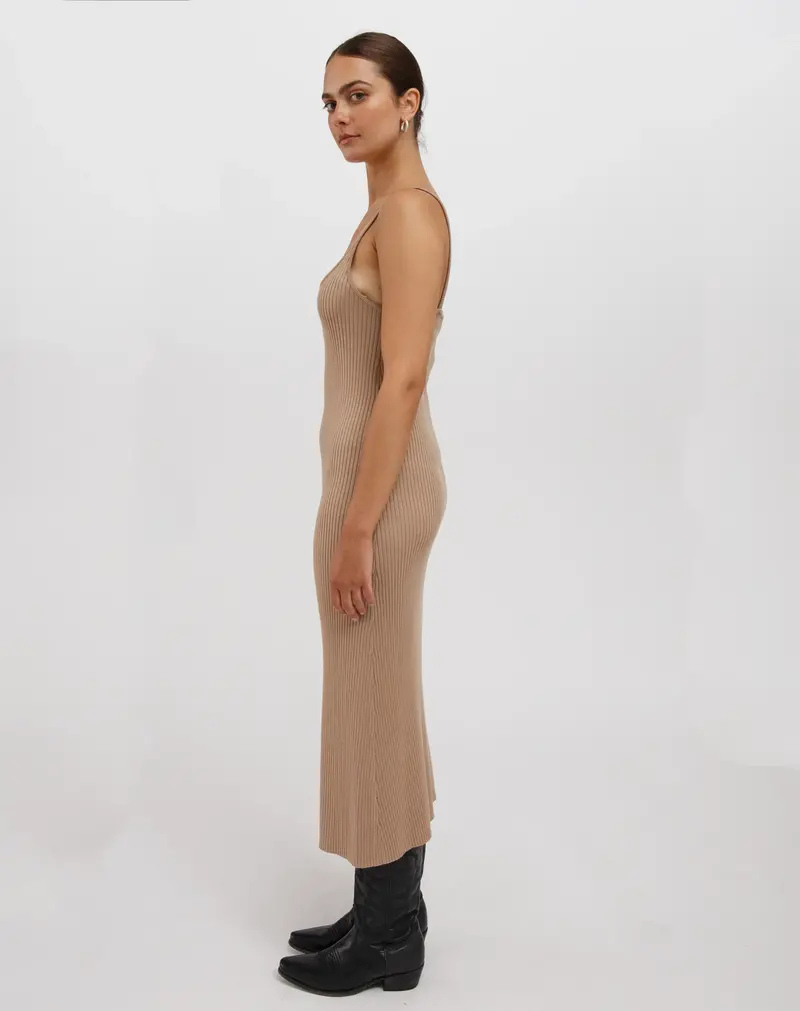 Brunette The Label Jennifer Rib Knit Maxi Dress