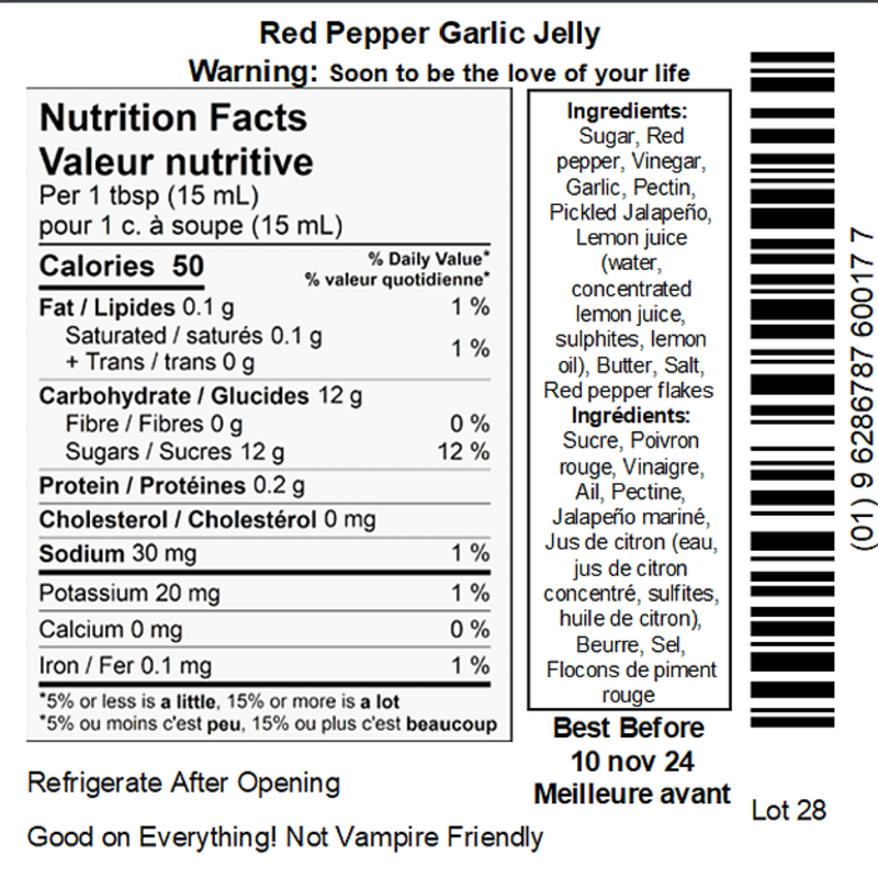 Red Pepper Garlic Jelly 250ml
