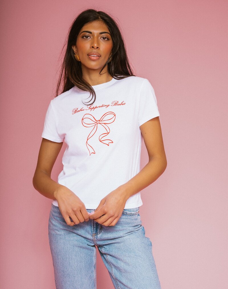Brunette The Label Bow Print Perfect Tee