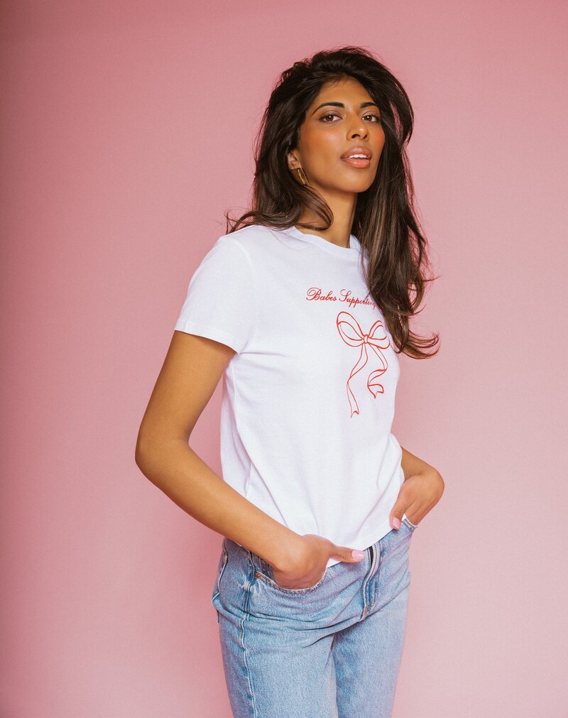 Brunette The Label Bow Print Perfect Tee