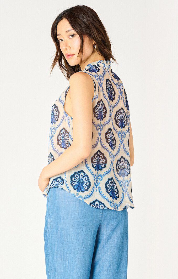 Dex Sleeveless Smocked Shoulder Blouse