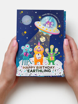 InstaCake Alien Birthday Cake Card Vanilla