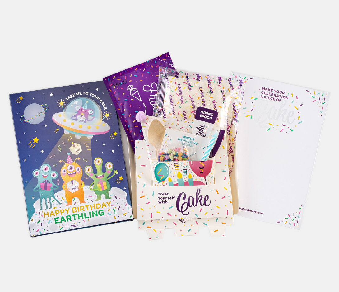 InstaCake Alien Birthday Cake Card Vanilla