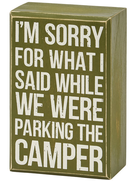 Everyday Primitives By Kathy Parking The Camper Box Sign 3x4.75"