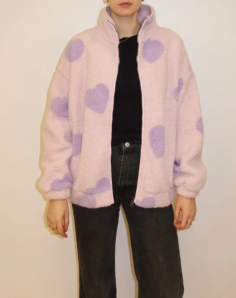 Brunette The Label All Over Heart Oversized Sherpa
