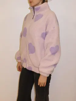 Brunette The Label All Over Heart Oversized Sherpa