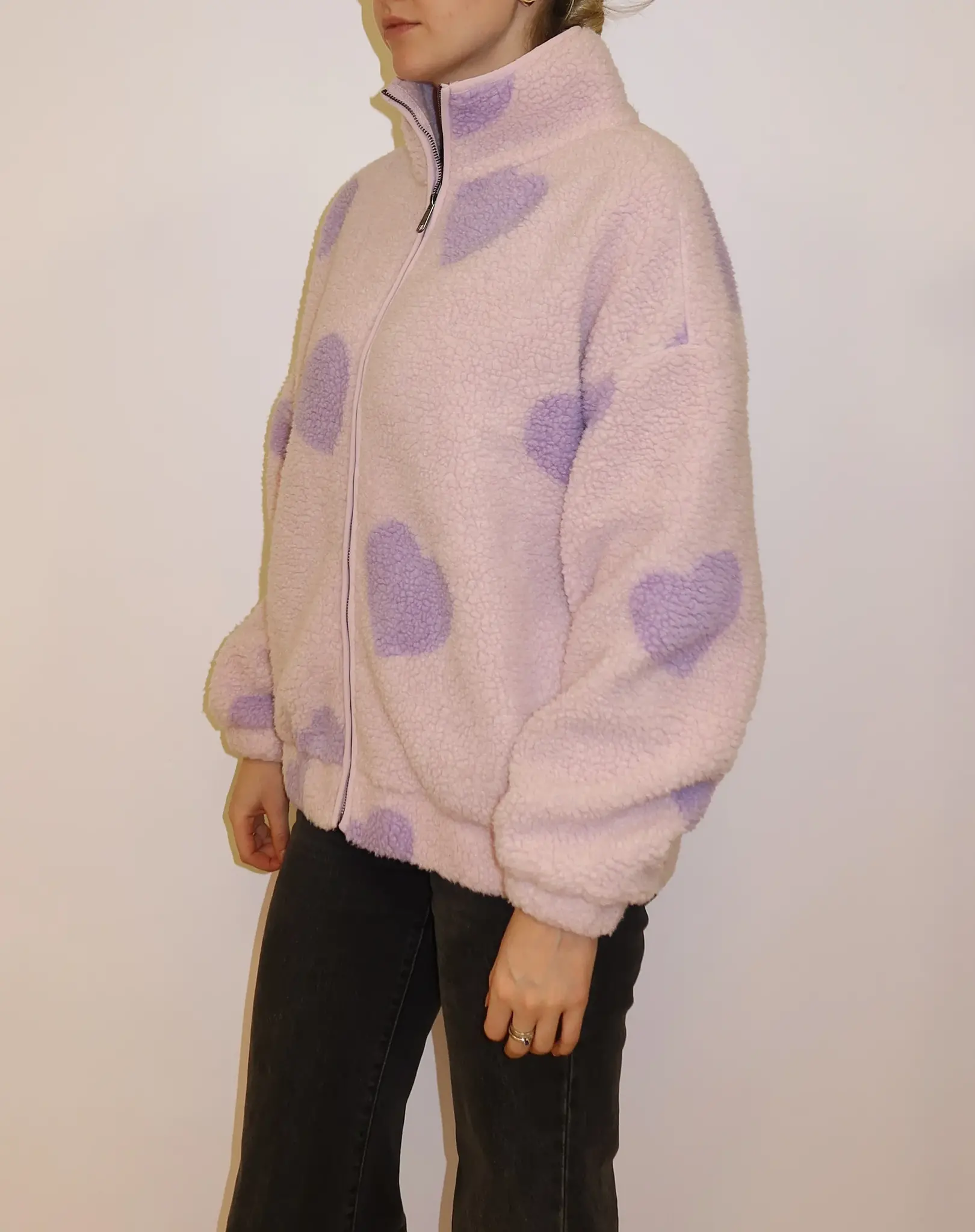 Brunette The Label All Over Heart Oversized Sherpa