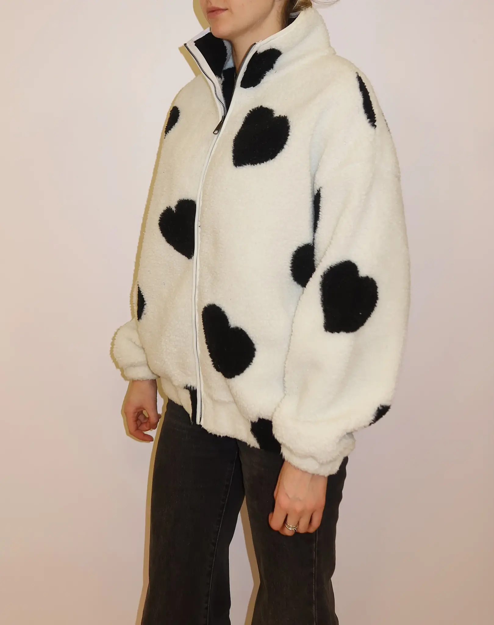 Brunette The Label All Over Heart Oversized Sherpa