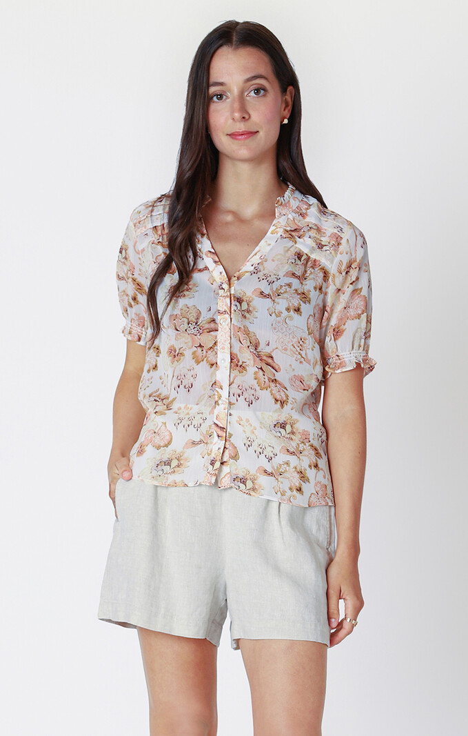 Dex Short Sleeve Button Front Blouse