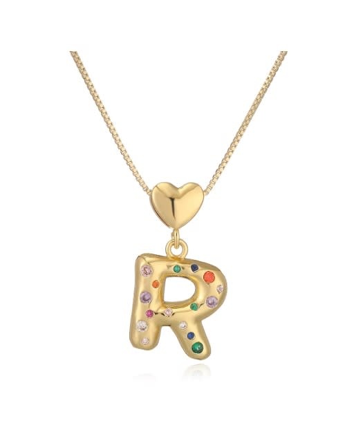Dutch Growers Bubble Initial Gem Stone Necklace Gold