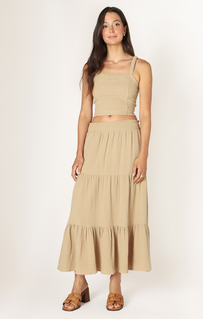 Dex Pull On Textured Midi Skirt