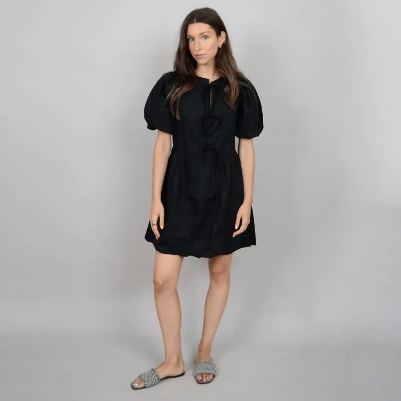 RD Style Tally Puff Short Sleeve Tie Dress