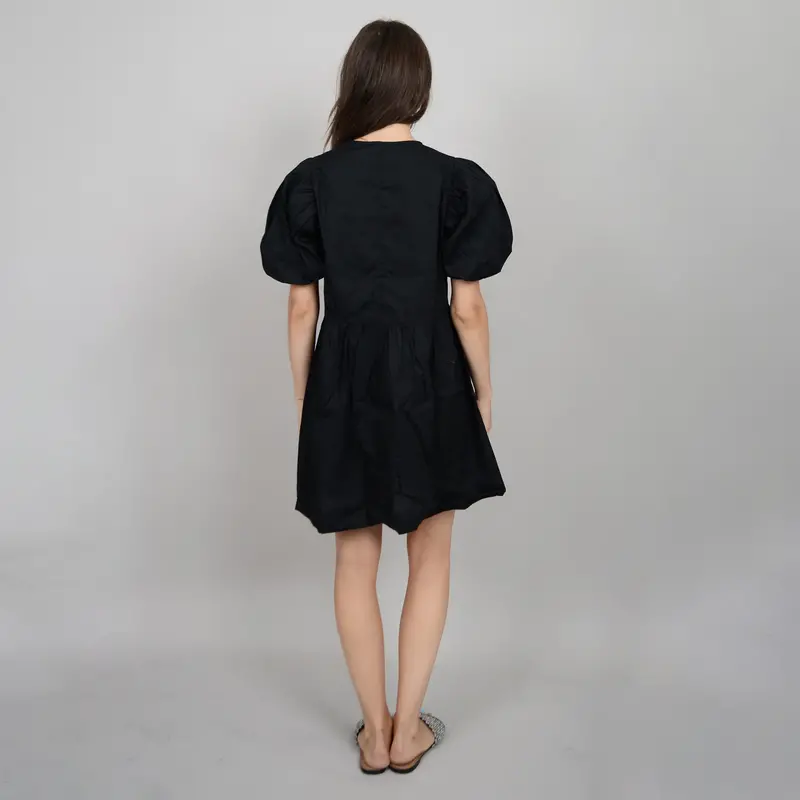 RD Style Tally Puff Short Sleeve Tie Dress