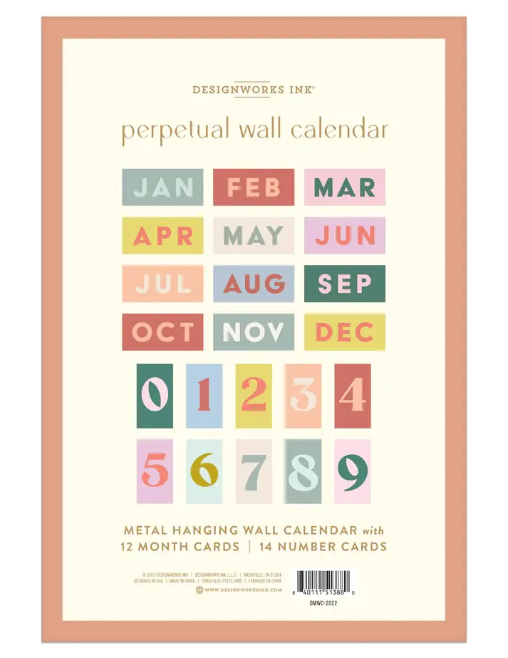 Designworks Ink Perpetual Wall Calendar Colour Block