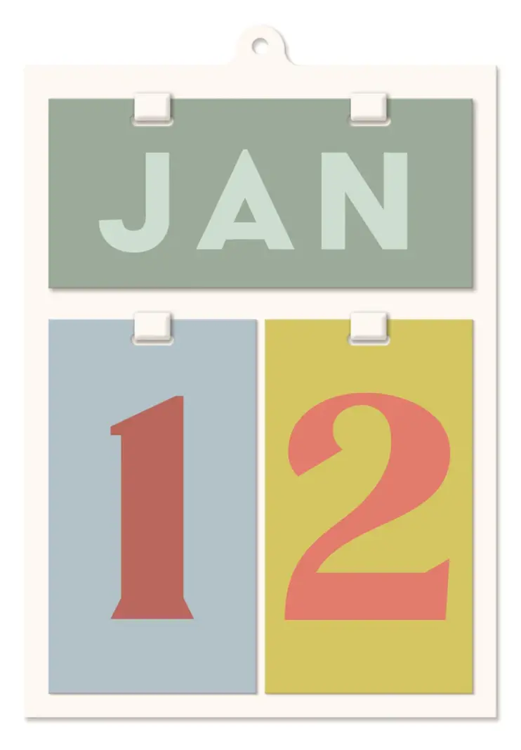 Designworks Ink Perpetual Wall Calendar Colour Block