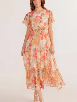 MinkPink Aida Flutter Sleeve Midi Dress