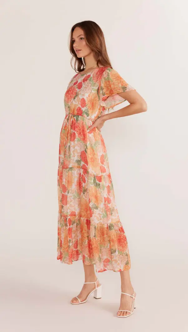 MinkPink Aida Flutter Sleeve Midi Dress