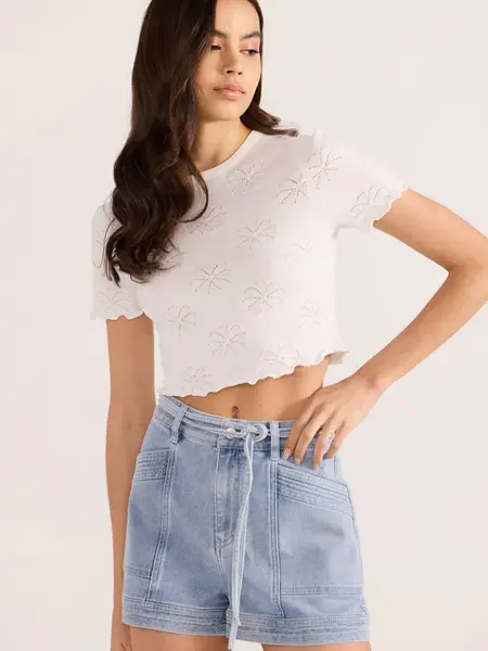 MinkPink Bowie Pointelle Knit Tee