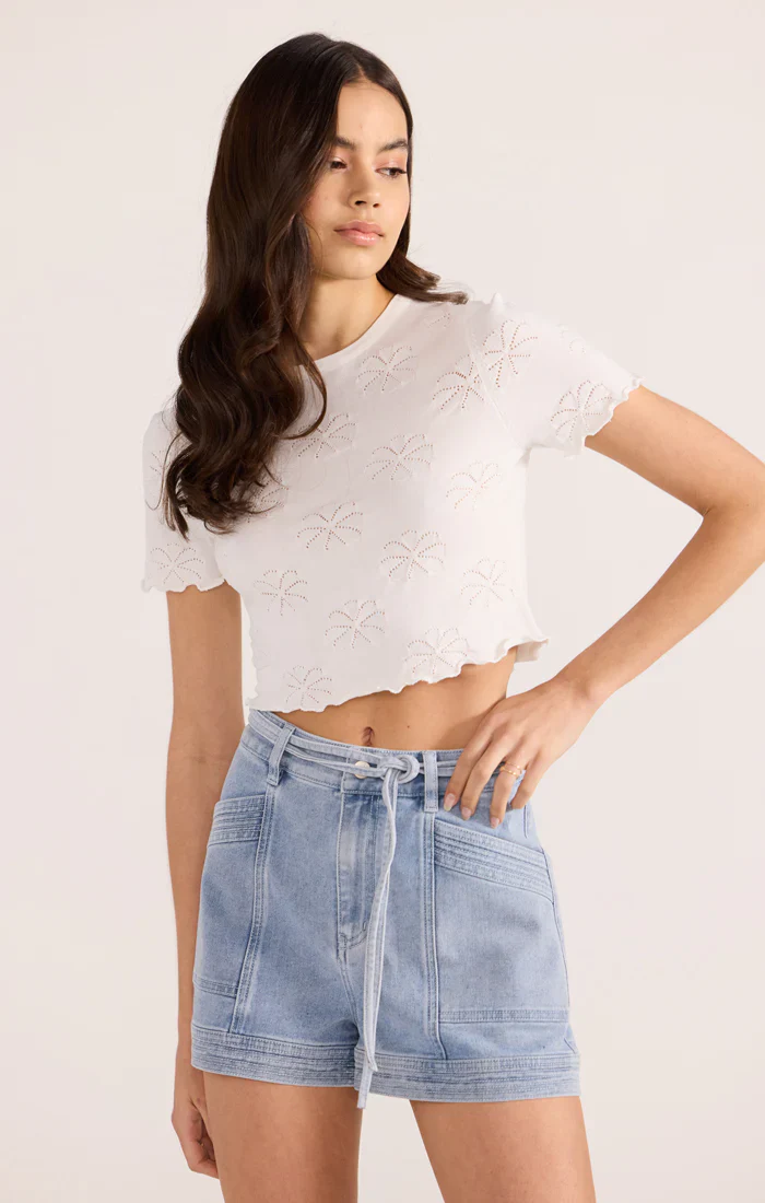 MinkPink Bowie Pointelle Knit Tee