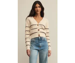 【SATIIIZ】Keron mesh striped knitwear Stefi Crop Striped Cardigan - Dutch Growers Saskatoon