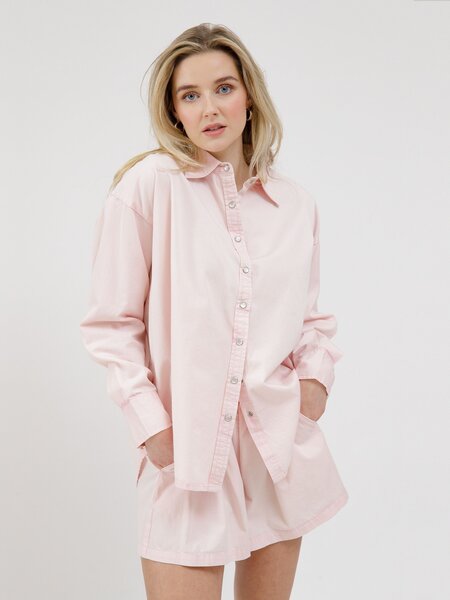 Brunette The Label Chambray Button Up W/ Pearl Snaps