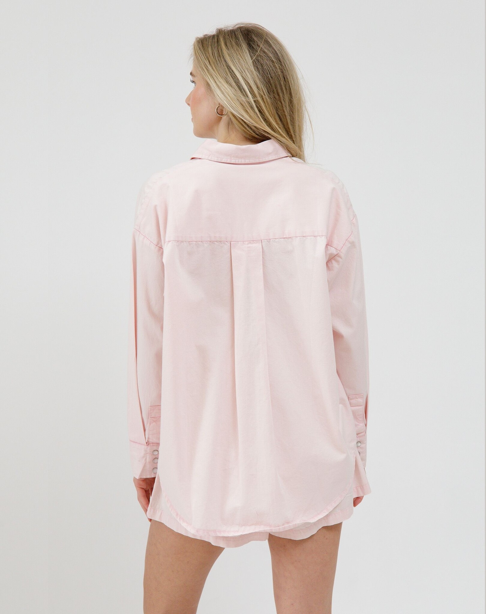 Brunette The Label Chambray Button Up W/ Pearl Snaps