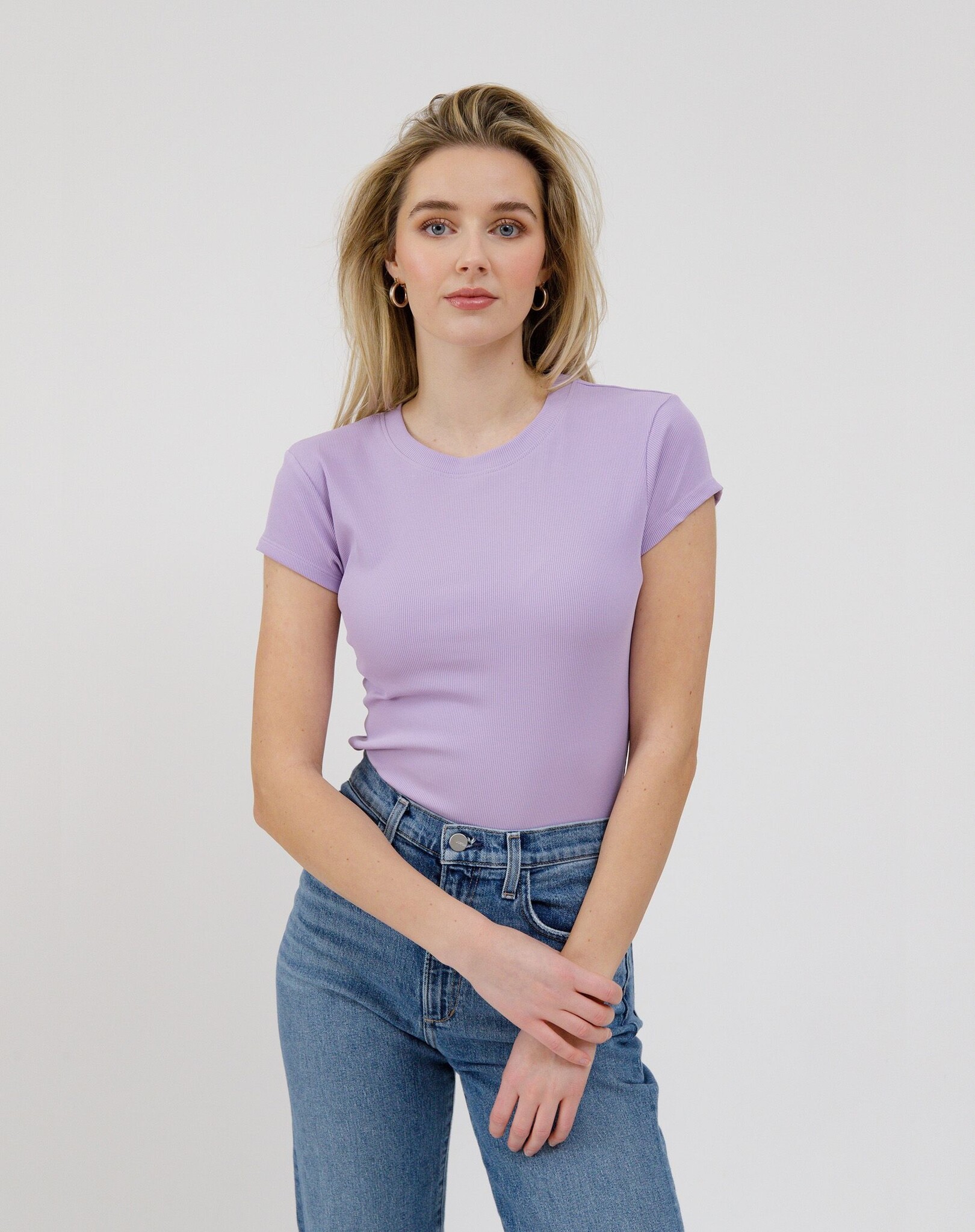 Brunette The Label Ribbed Fitted T-shirt w/ Cap Sleeve