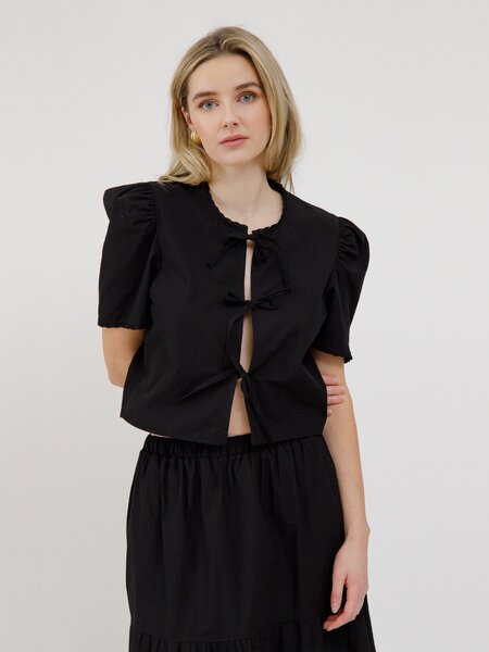 Brunette The Label Poplin Tie Up Top