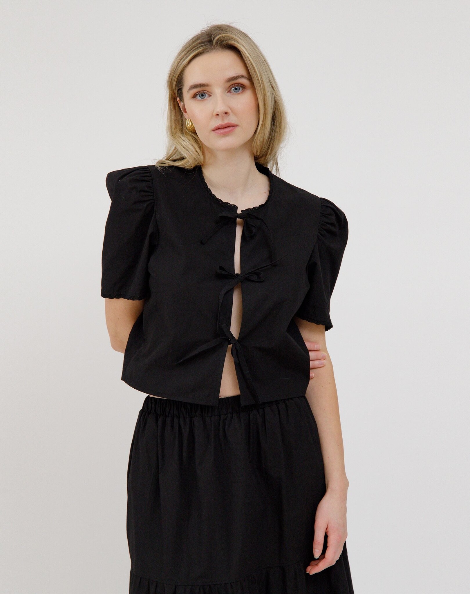 Brunette The Label Poplin Tie Up Top