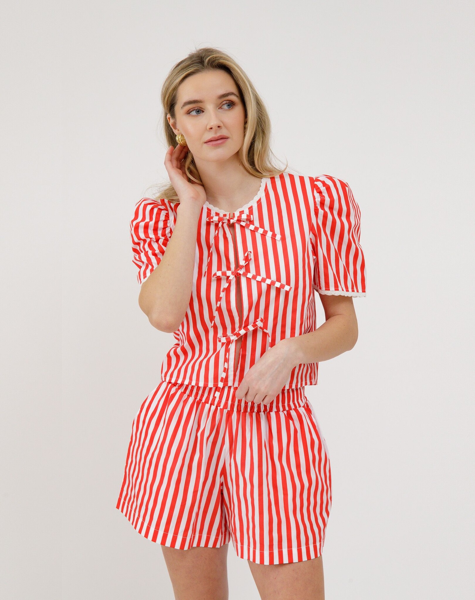 Brunette The Label Poplin Tie Up Top