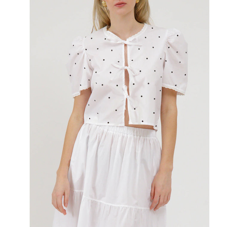 Brunette The Label Poplin Tie Up Top