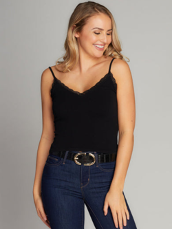 C'est Moi Bamboo Tank with Lace Trim