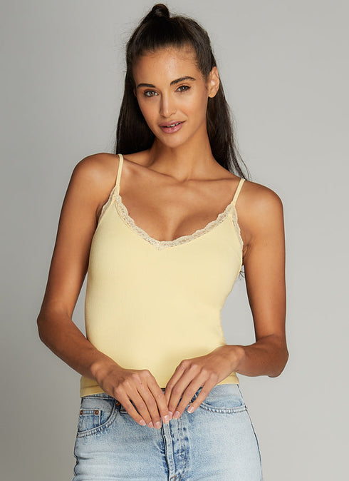 C'est Moi Bamboo Tank with Lace Trim