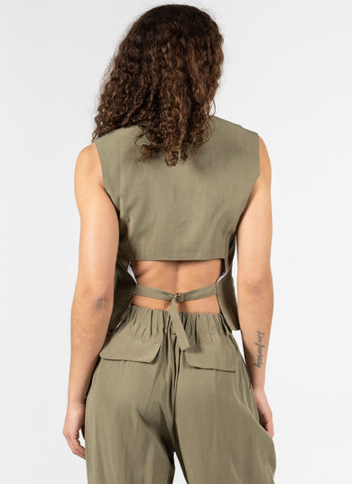 C'est Moi Linen Button Down Vest