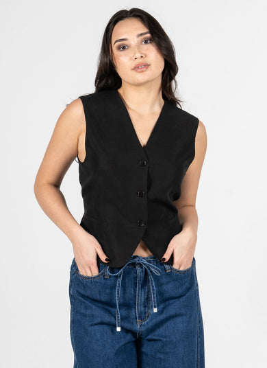 C'est Moi Linen Button Down Vest